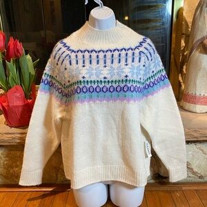 Fair Isle Mock Turtleneck Sweater NWT